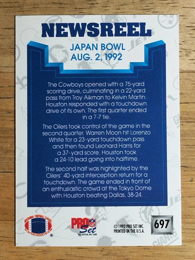 1992 Pro Set #697 Japan Bowl NEWS/August 2, 1992