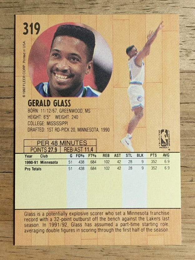 1991-92 Fleer #319 Gerald Glass