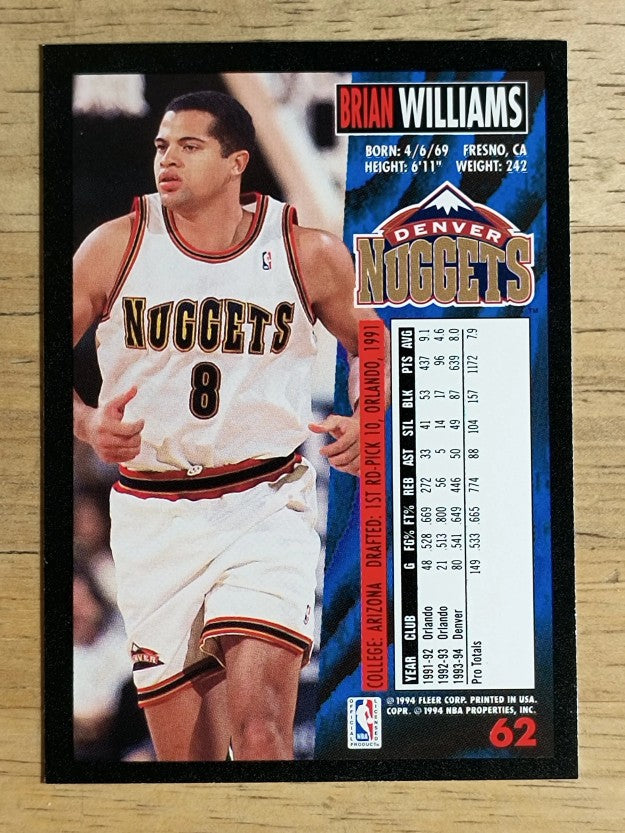 1994-95 Fleer #62 Brian Williams