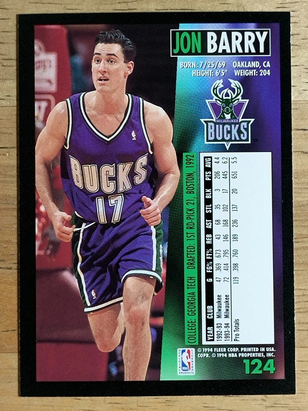 1994-95 Fleer #124 Jon Barry