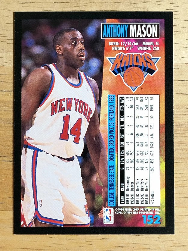 1994-95 Fleer #152 Anthony Mason