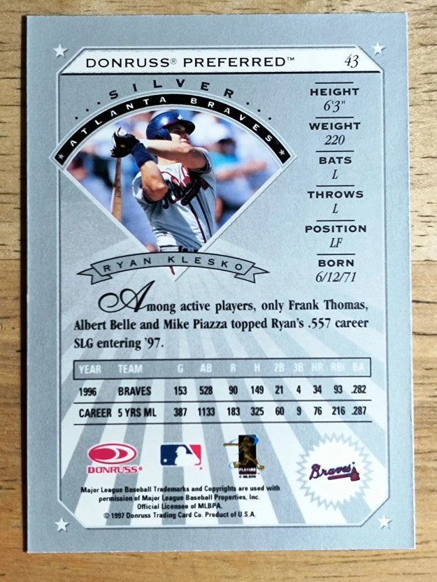 1997 Donruss Preferred #43 Ryan Klesko S