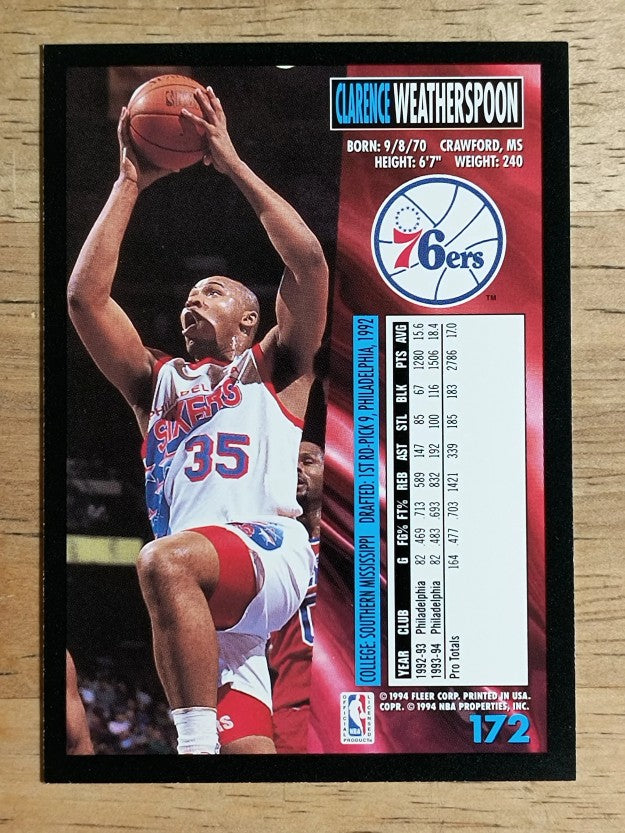 1994-95 Fleer #172 Clarence Weatherspoon