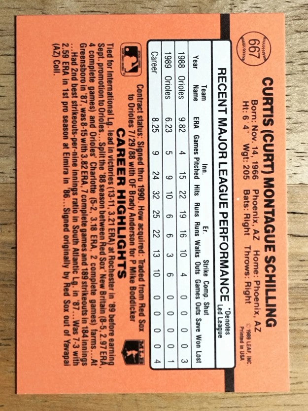 1990 Donruss #667 Curt Schilling