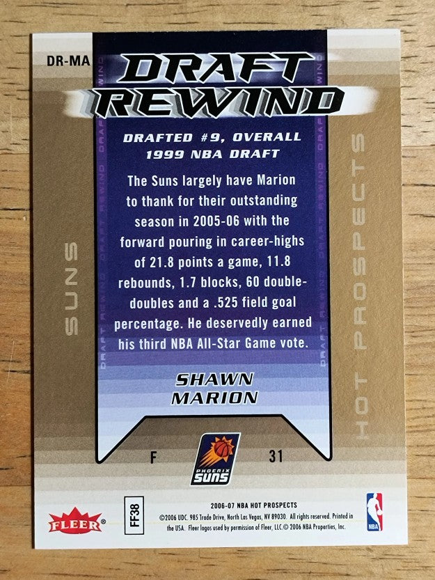 2006-07 Fleer Hot Prospects Draft Rewind #MA Shawn Marion (NM)