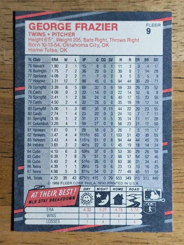 1988 Fleer #9 George Frazier