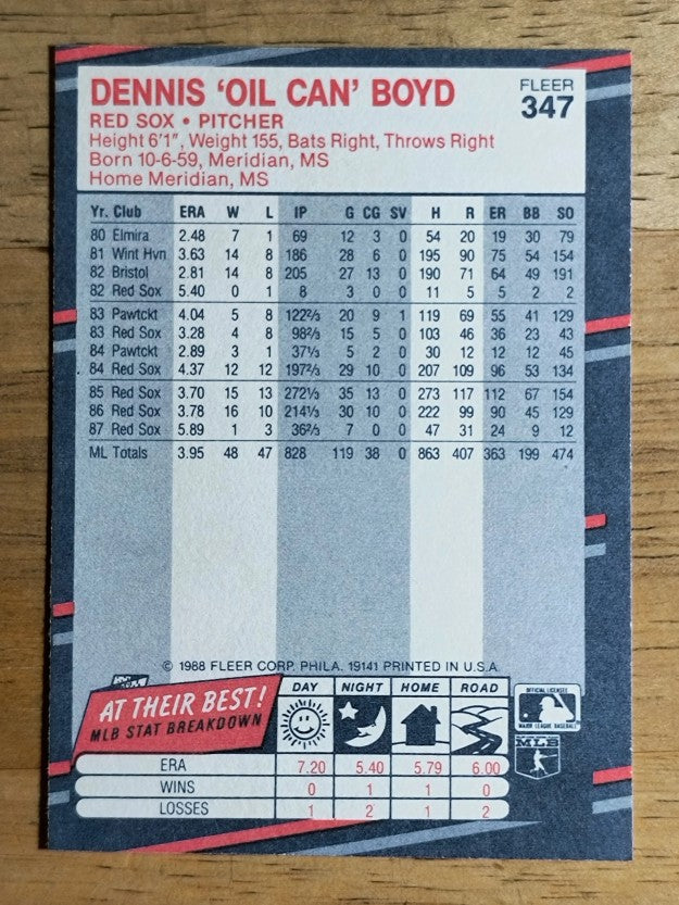 1988 Fleer #347 Oil Can Boyd