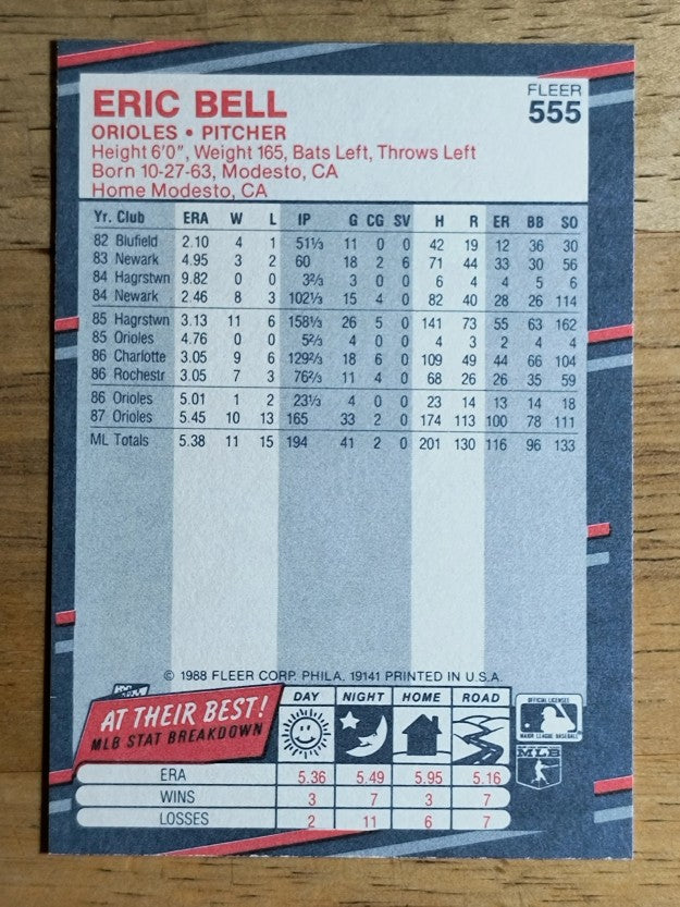 1988 Fleer #555 Eric Bell
