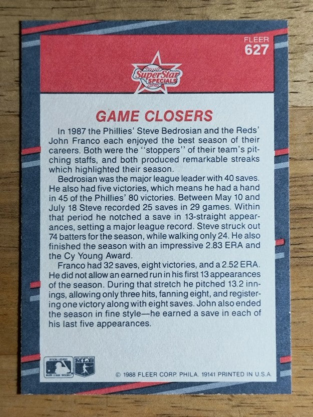 1988 Fleer #627 John Franco/Steve Bedrosian