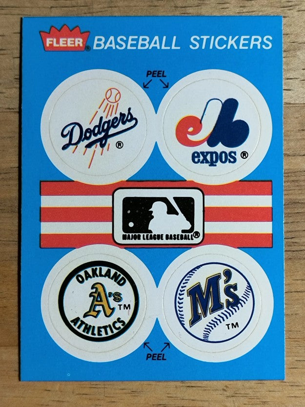 1989 Fleer Team Stickers #23 Dodgers/Expos/Athletics/Mariners
