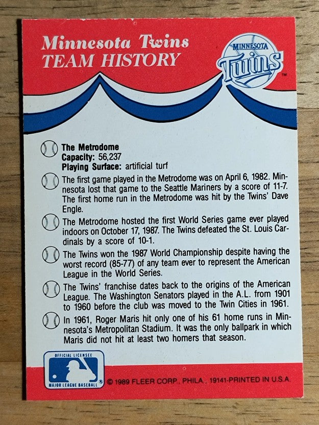 1989 Fleer Team Stickers #25 Minnesota Twins/Logo