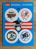 1989 Fleer Team Stickers Twins/Yankees/Athletics/Mariners/Mariners history back