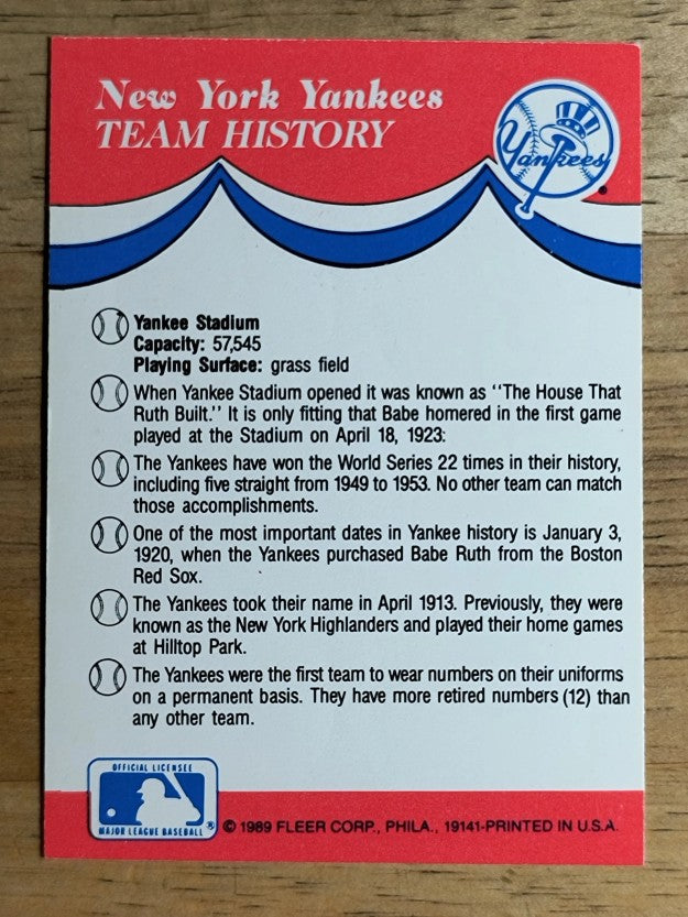 1989 Fleer Team Stickers #28 Twins/Yankees/Padres/Giants