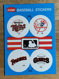 1989 Fleer Team Stickers #28 Twins/Yankees/Padres/Giants