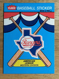 1989 Fleer Team Stickers #41 Texas Rangers/Logo