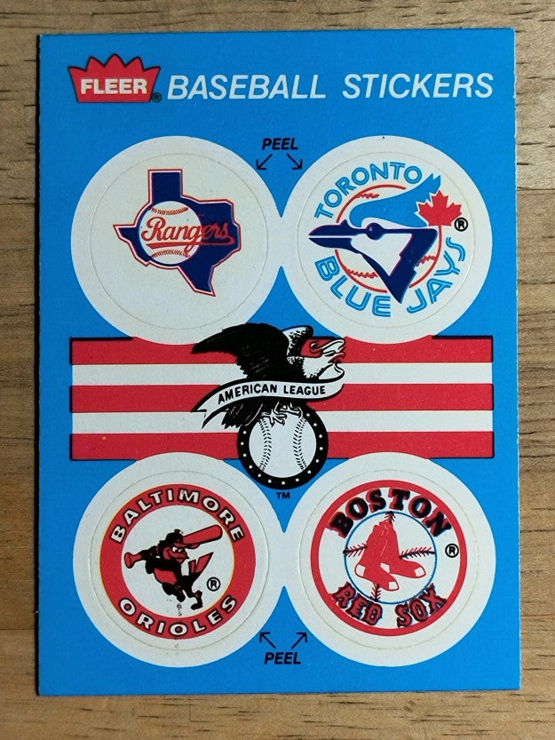 1989 Fleer Team Stickers #42 Rangers/Blue Jays/Oroles/Red Sox