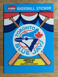 1989 Fleer Team Stickers #43 Toronto Blue Jays/Logo