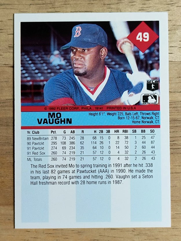 1992 Fleer #49 Mo Vaughn