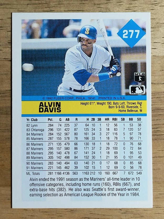 1992 Fleer #277 Alvin Davis