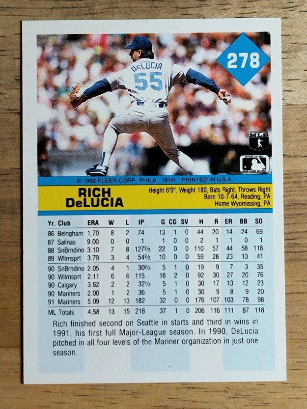 1992 Fleer #278 Rich DeLucia
