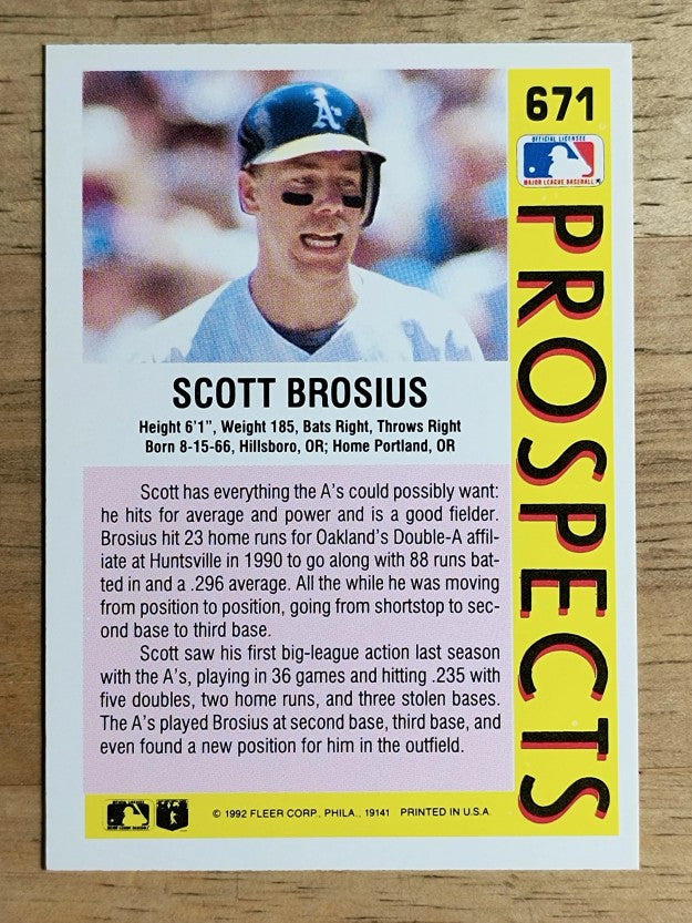 1992 Fleer #671 Scott Brosius RC