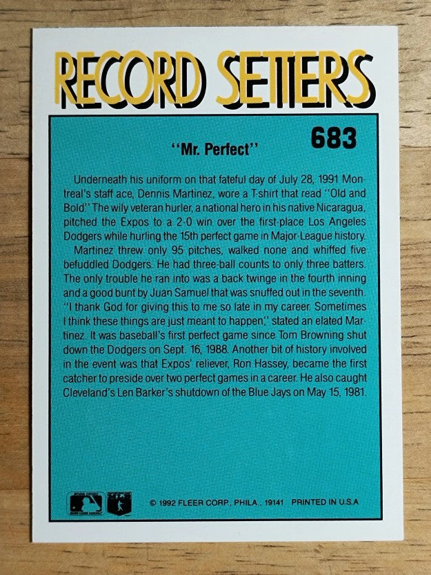 1992 Fleer #683 Dennis Martinez RS