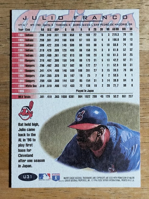 1996 Fleer Update #U31 Julio Franco