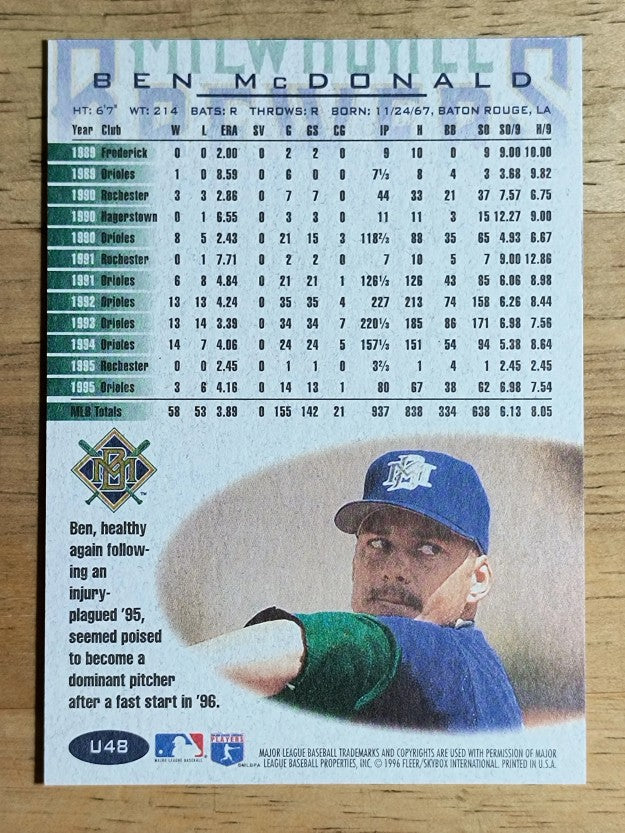 1996 Fleer Update #U48 Ben McDonald