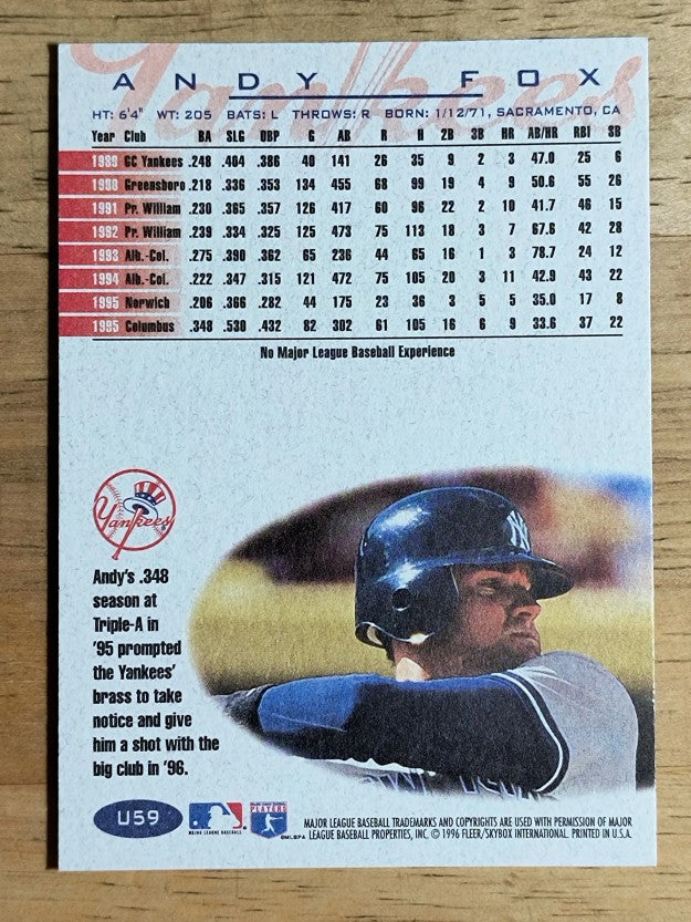 1996 Fleer Update #U59 Andy Fox