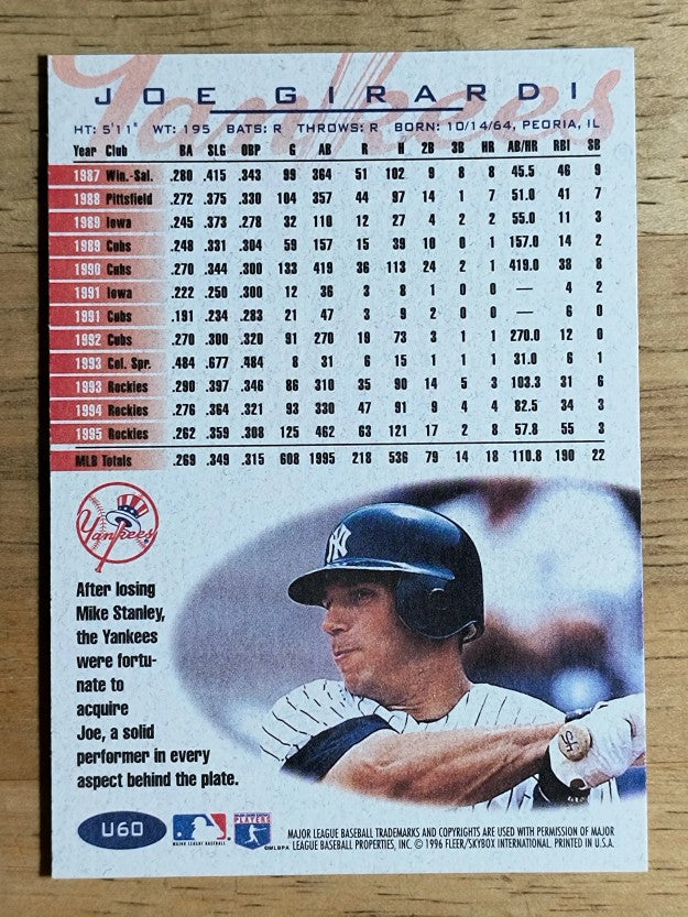 1996 Fleer Update #U60 Joe Girardi