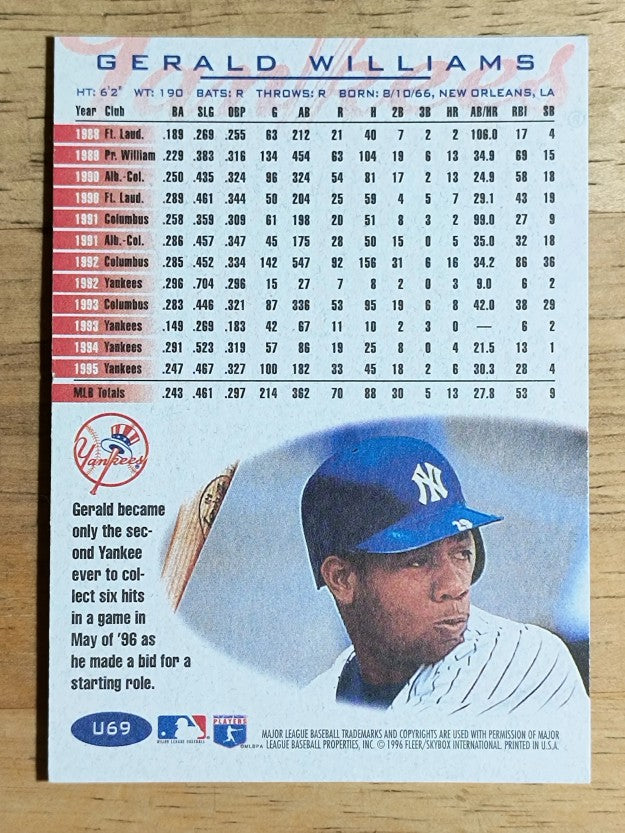 1996 Fleer Update #U69 Gerald Williams
