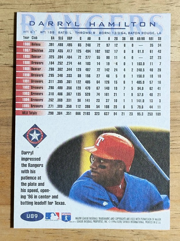 1996 Fleer Update #U89 Darryl Hamilton