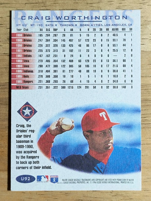 1996 Fleer Update #U92 Craig Worthington