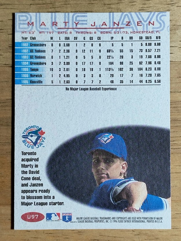 1996 Fleer Update #U97 Marty Janzen RC