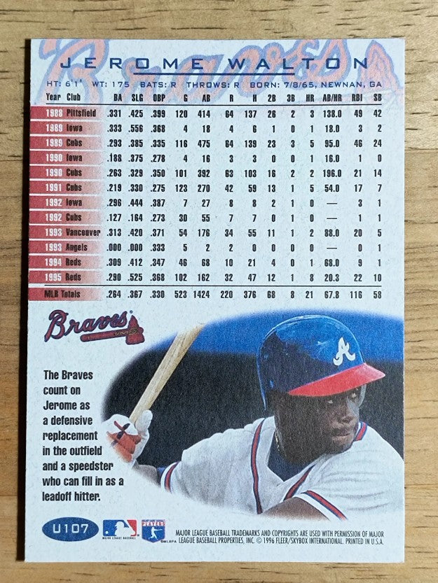 1996 Fleer Update #U107 Jerome Walton