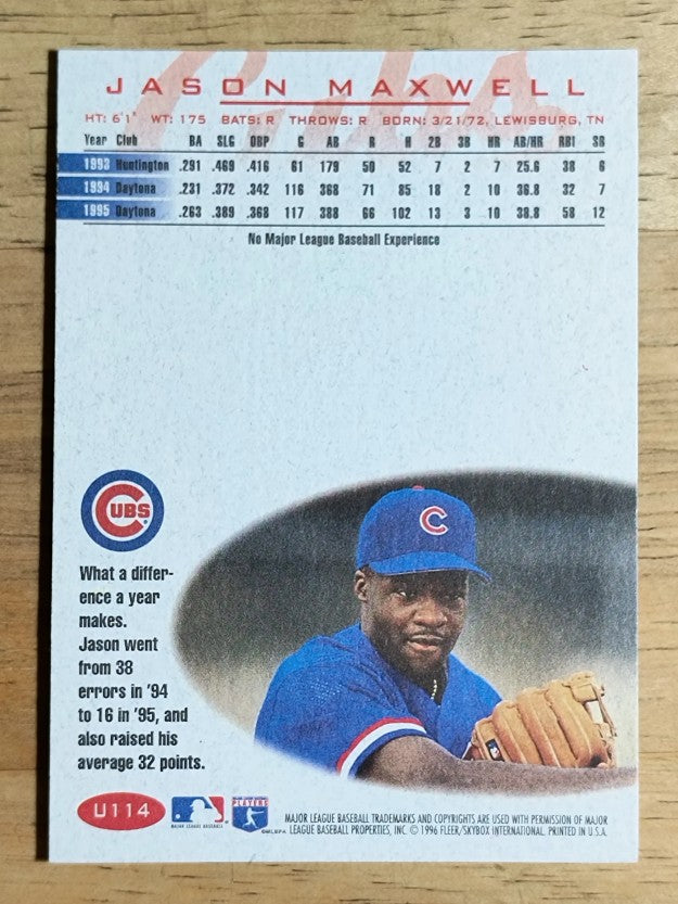1996 Fleer Update #U114 Jason Maxwell RC