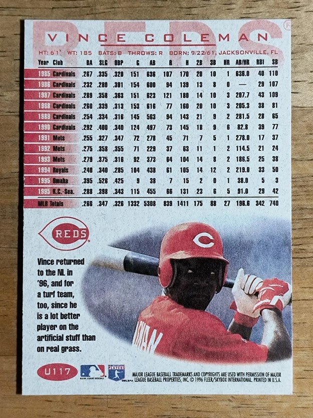 1996 Fleer Update #U117 Vince Coleman