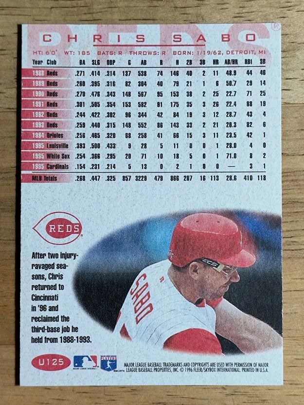 1996 Fleer Update #U125 Chris Sabo