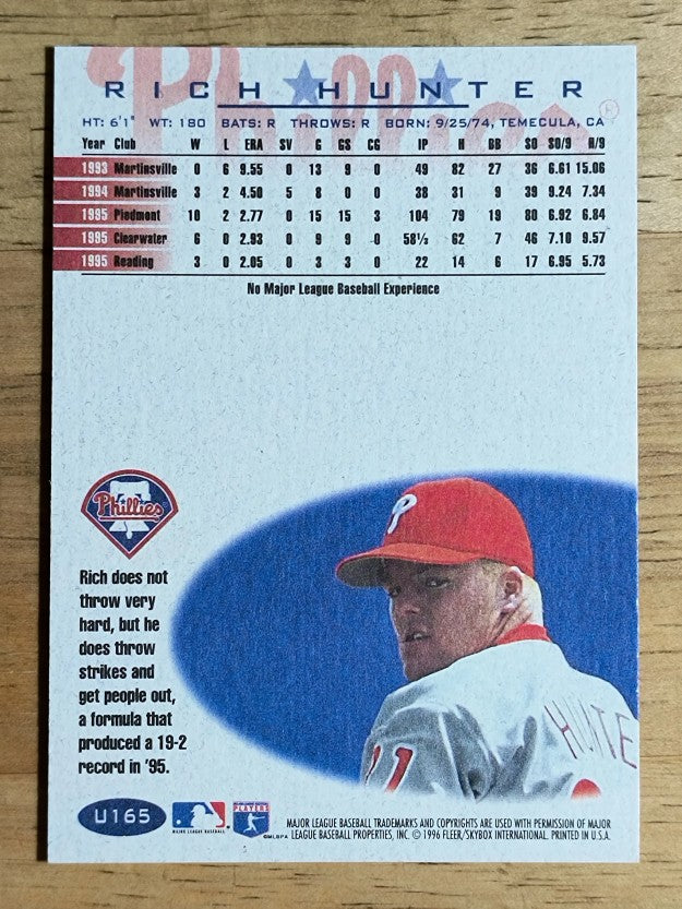 1996 Fleer Update #U165 Rich Hunter RC