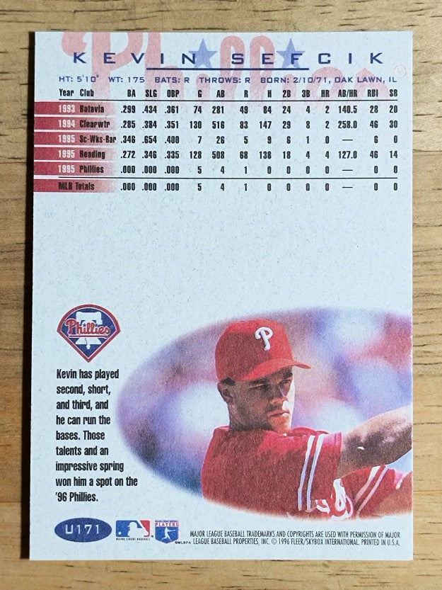 1996 Fleer Update #U171 Kevin Sefcik RC