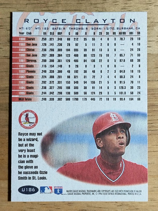 1996 Fleer Update #U186 Royce Clayton