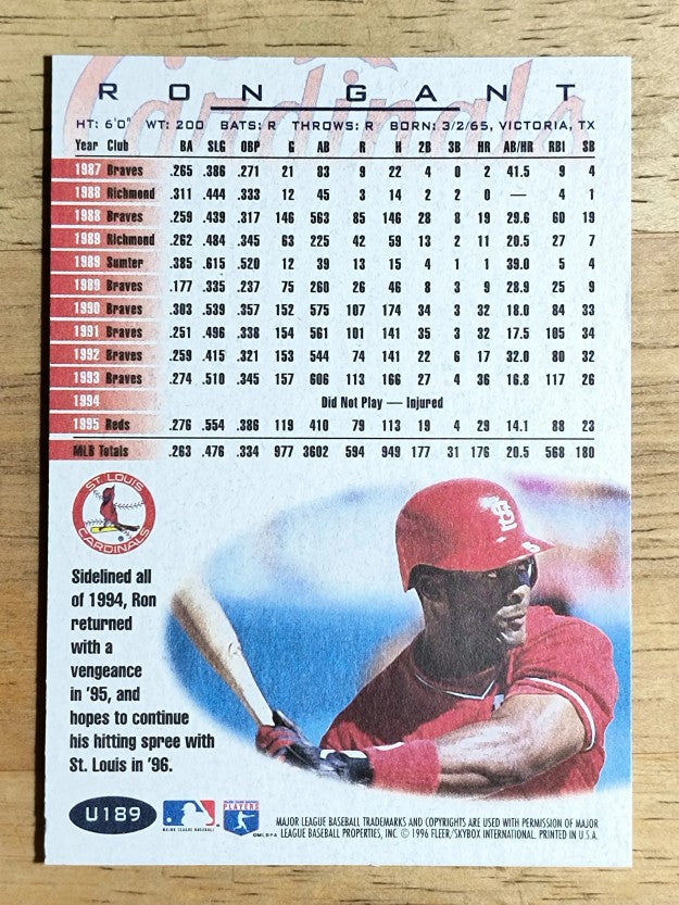 1996 Fleer Update #U189 Ron Gant