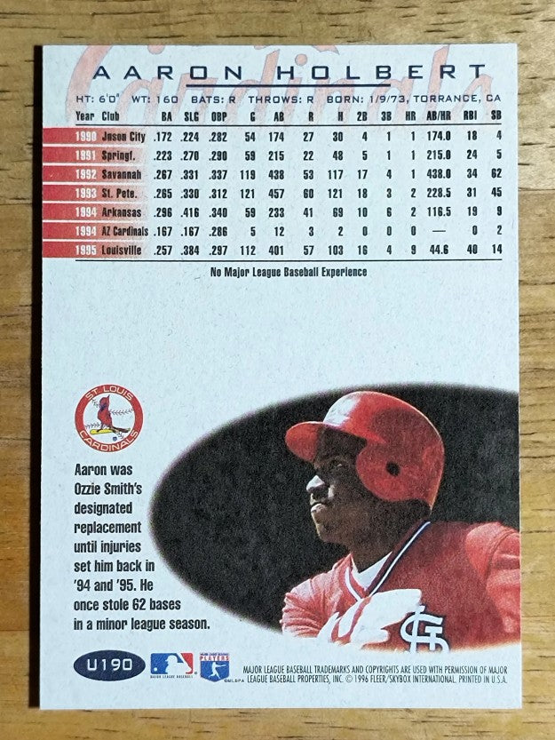 1996 Fleer Update #U190 Aaron Holbert