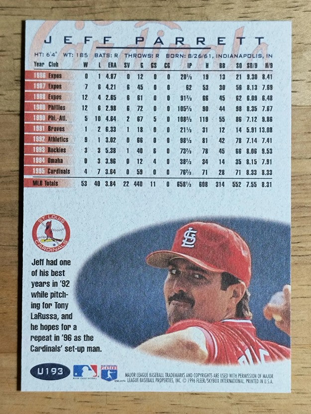 1996 Fleer Update #U193 Jeff Parrett