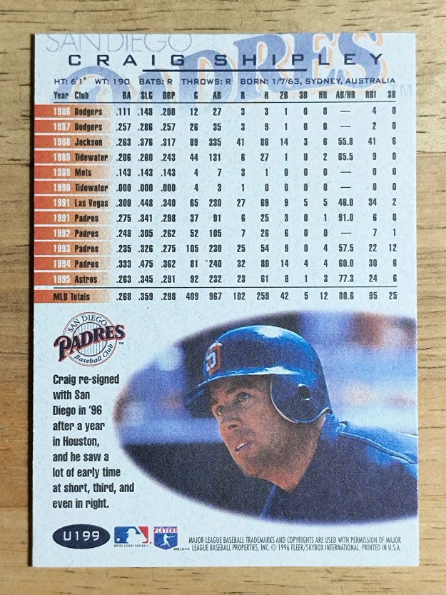 1996 Fleer Update #U199 Craig Shipley