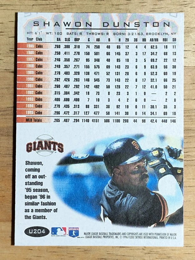 1996 Fleer Update #U204 Shawon Dunston