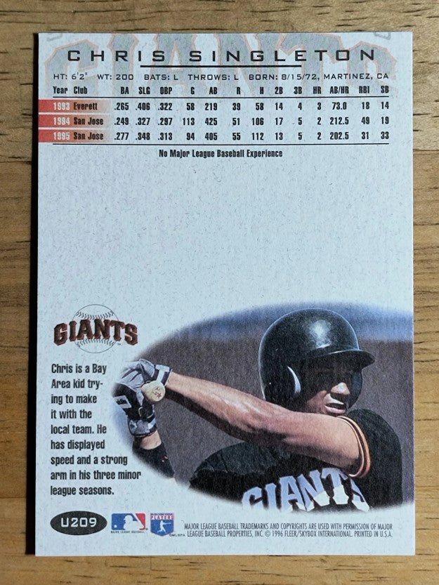 1996 Fleer Update #U209 Chris Singleton RC
