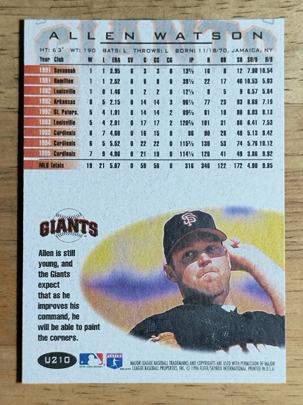 1996 Fleer Update #U210 Allen Watson