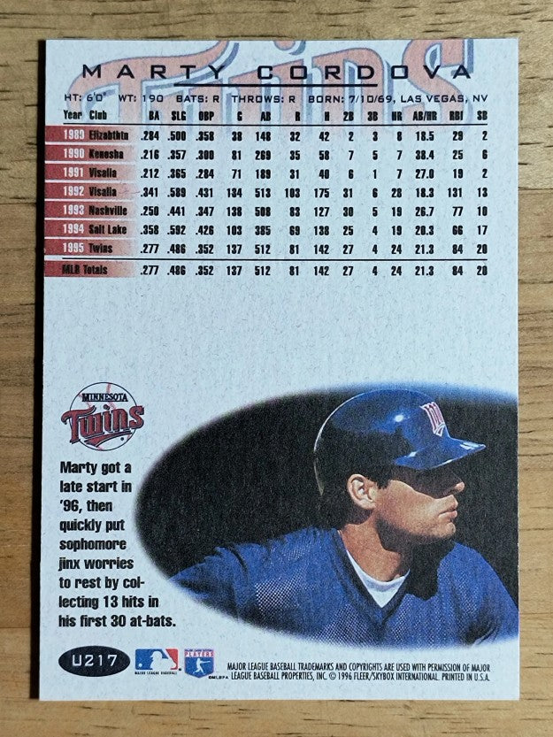 1996 Fleer Update #U217 Marty Cordova ENC