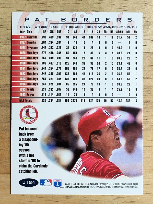 1996 Fleer Update Tiffany #U184 Pat Borders
